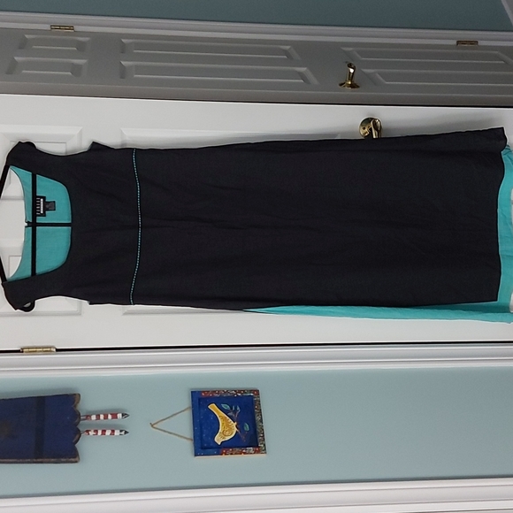 Finity maxi black and turquoise dress - Picture 2 of 10
